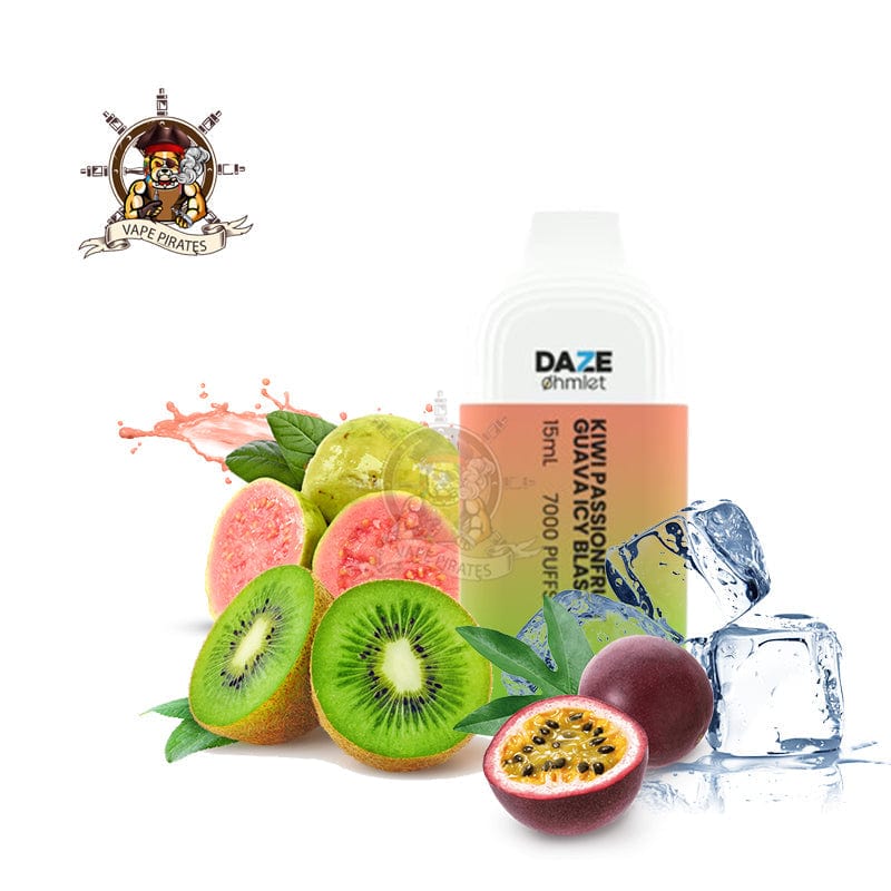 7 Daze Disposable Vape Kiwi Passionfruit Guava Icy Blast 7 Daze Ohmlet Disposable Vape (5%, 7000 Puffs)